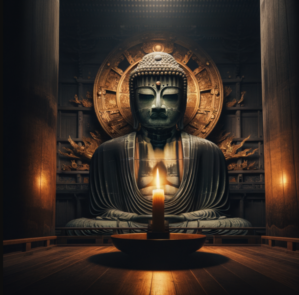 揺らめく御灯明に照らされて